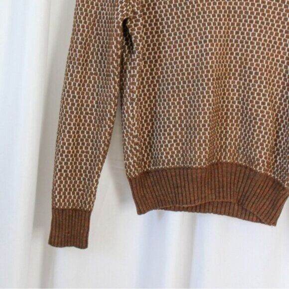 Vintage McGregor Brown and White Geometric V-neck Lightweight Sweater XL - Picture 5 of 6